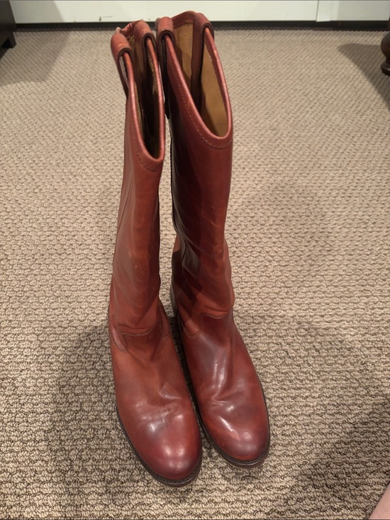 Frye Shoes - Frye Tall Leather Riding Boots in Burnt Orange-Brown